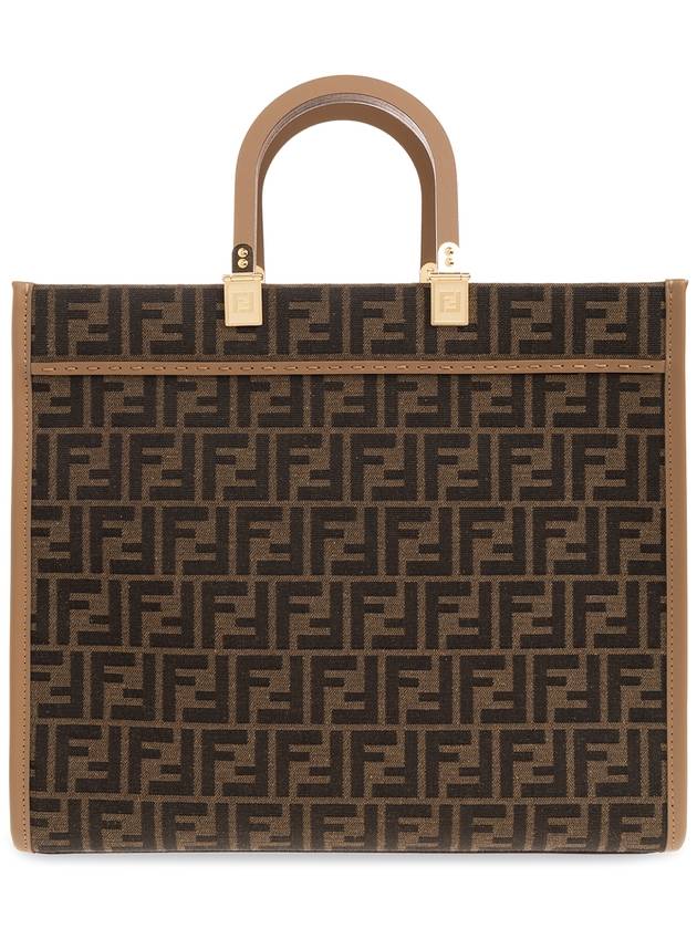 Sunshine Medium FF Jacquard Tote Bag Brown - FENDI - BALAAN 3