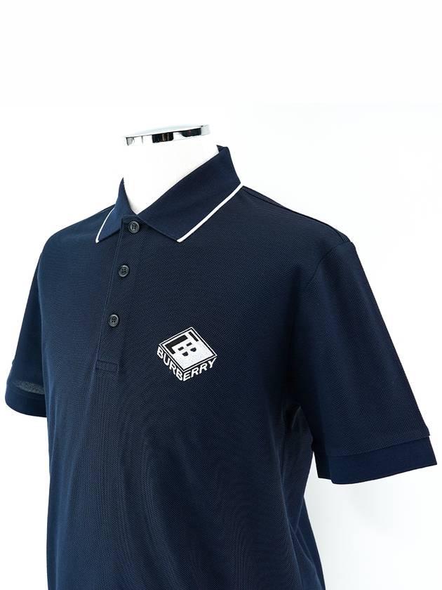 Logo Graphic Polo Shirt Navy - BURBERRY - BALAAN 2