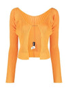 La Maille Pralu Longue Micro Charm Logo Cardigan Light Orange - JACQUEMUS - BALAAN 2