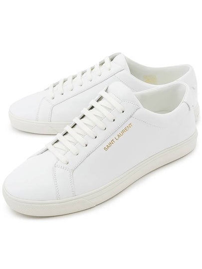 Men's Andy Leather Low Top Sneakers White - SAINT LAURENT - BALAAN 2