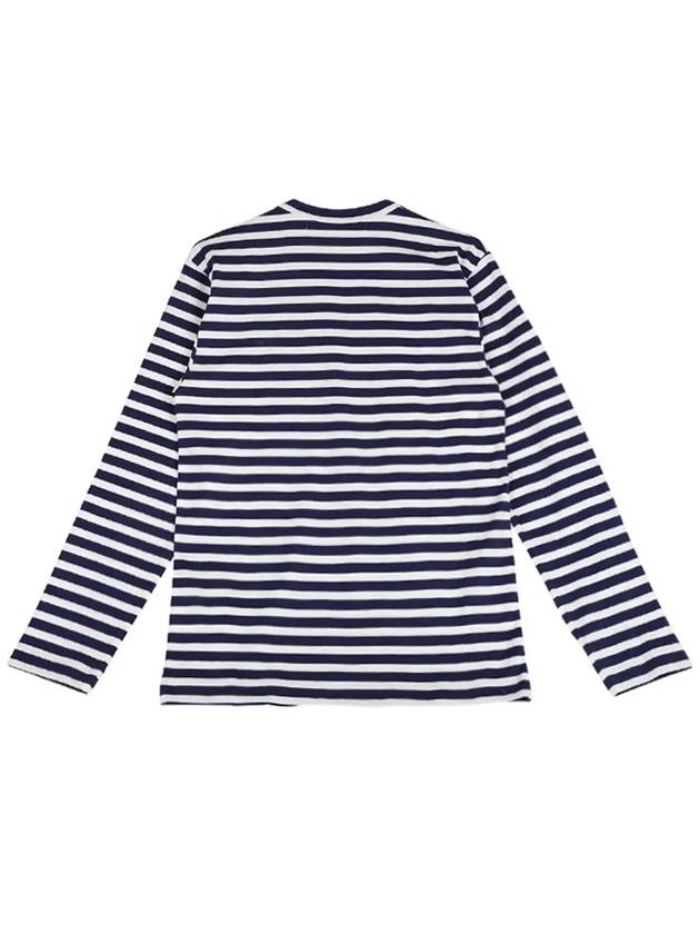 Red Heart Wappen Stripe Long Sleeve T-Shirt Blue P1 T0101 - COMME DES GARCONS - BALAAN 4