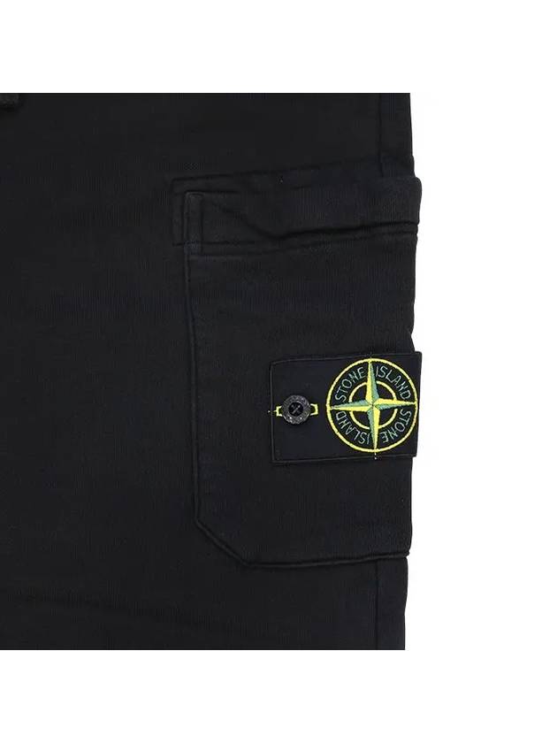 Cotton Fleece Cargo Truck Pants Black - STONE ISLAND - BALAAN 3