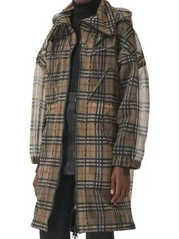 Vintage check zip up mesh parka jacket 271398 - BURBERRY - BALAAN 1