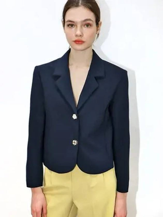 Pearl Two Button Navy Crop Jacket Pearl Two Button Navy Crop JK - DAMAGE MNEMONIC - BALAAN 1