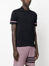 Lightweight Cotton Short Sleeve Polo Shirt Navy - THOM BROWNE - BALAAN 5