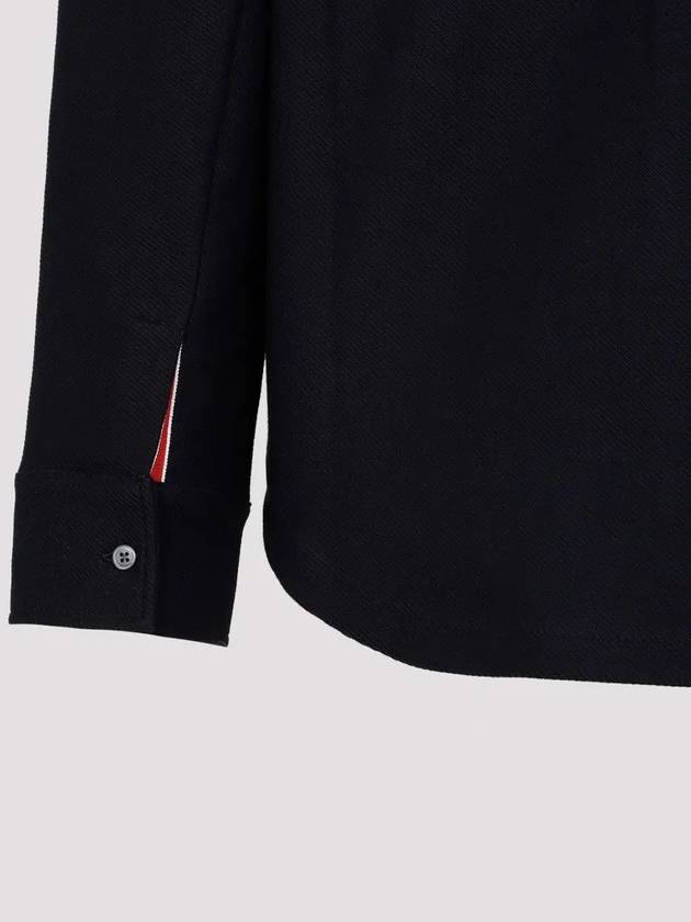 Men's 4 Bar Tech Twill Button Down Long Sleeve Shirt Navy - THOM BROWNE - BALAAN 4