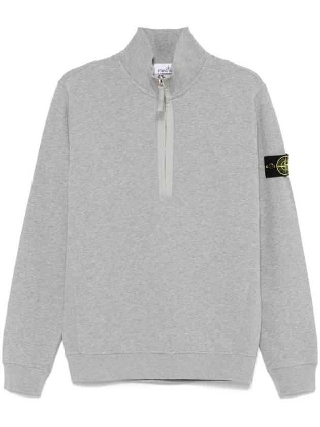 Logo Half Zipper Sweatshirt Dust Grey Melange - STONE ISLAND - BALAAN 1