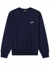 Embroidered Logo Crew Neck Knit Top Navy - A.P.C. - BALAAN 1