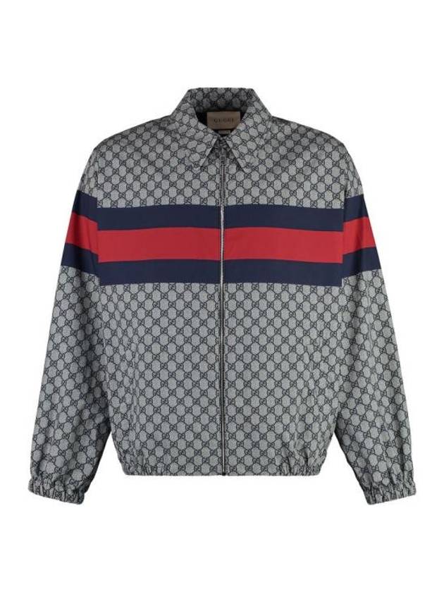 GG Print Cotton Zip-up Jacket Blue - GUCCI - BALAAN 2