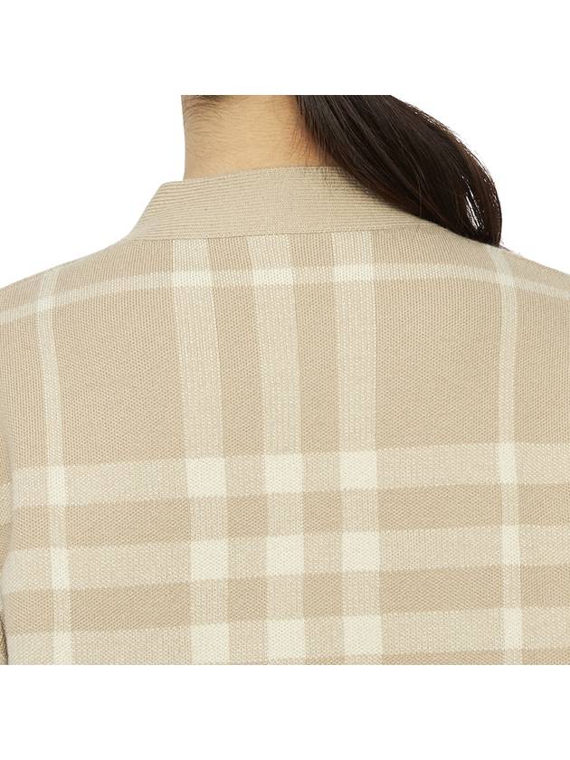 Check Pattern Buttoned Cardigan Beige - BURBERRY - BALAAN 10