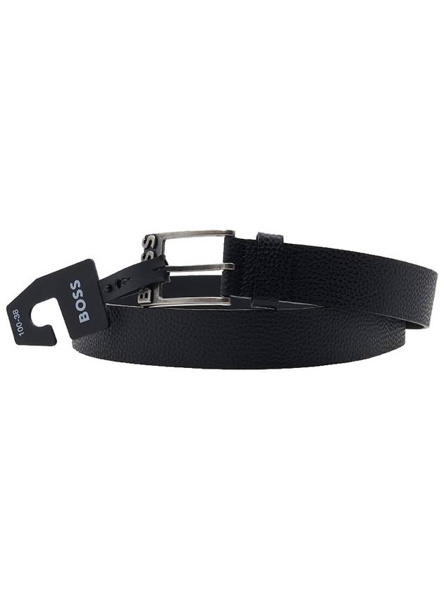 Men's Buckle Logo Leather Belt Black - HUGO BOSS - BALAAN 3