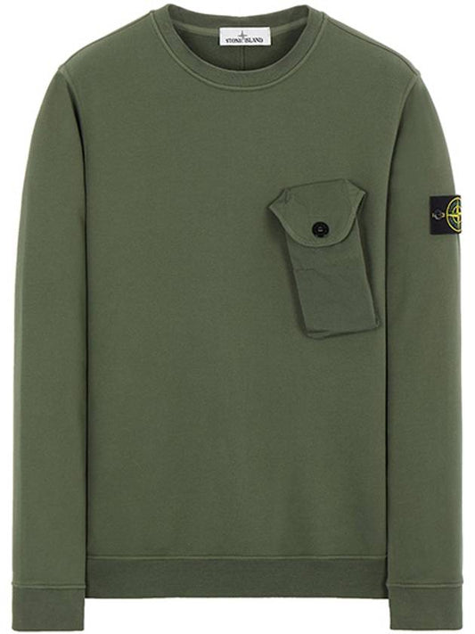 Men's Wappen Patch Pocket Sweatshirt Green - STONE ISLAND - BALAAN 1