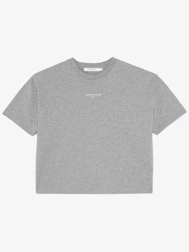 Paris Embroidered Logo Boxy Short Sleeve T-Shirt Grey Melange - MAISON KITSUNE - BALAAN 2