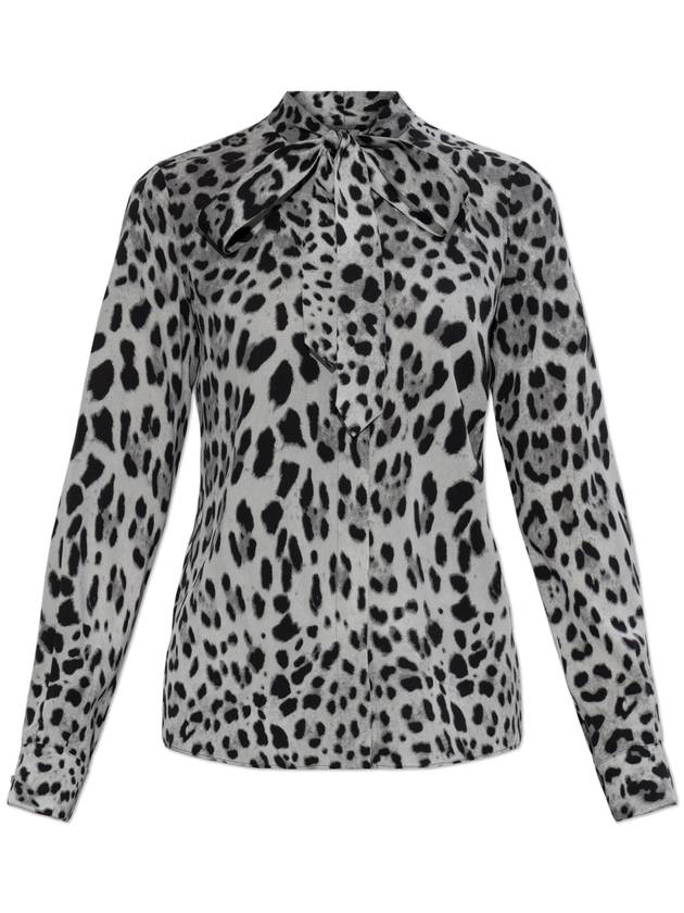 Dolce & Gabbana Silk Shirt With Animal Motif, Women's, Black - DOLCE&GABBANA - BALAAN 1