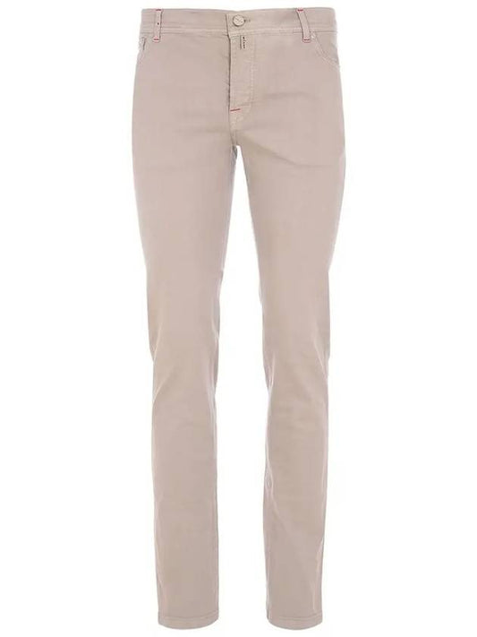 UPNJSM K0602D 02 Leather Patch Beige Denim Pants - KITON - BALAAN 2