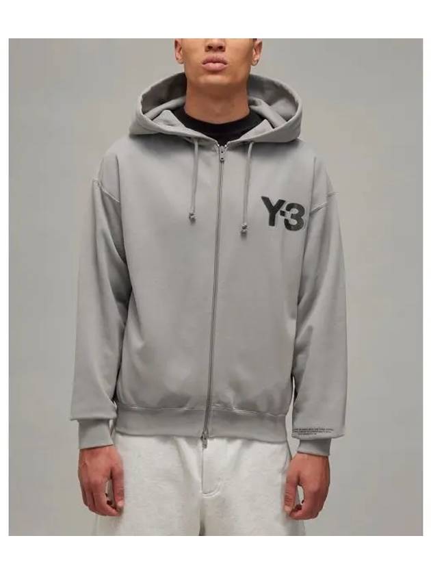 Y 3 U logo zip hoodie gray HODDIE CHSOGR - Y-3 - BALAAN 1