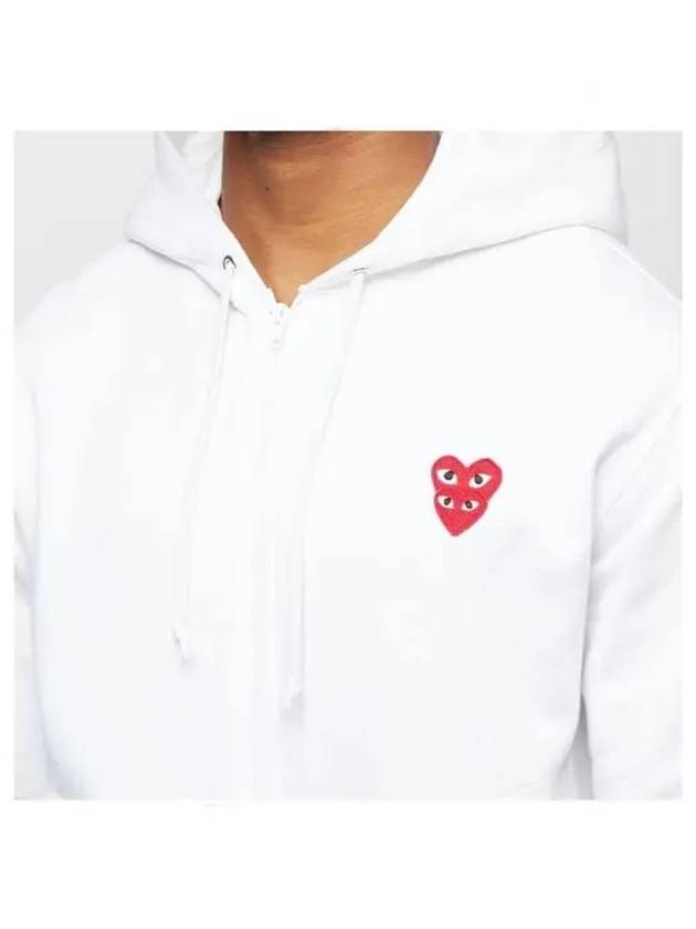 Double Heart Wappen Zip Up Hoodie White - COMME DES GARCONS - BALAAN 4