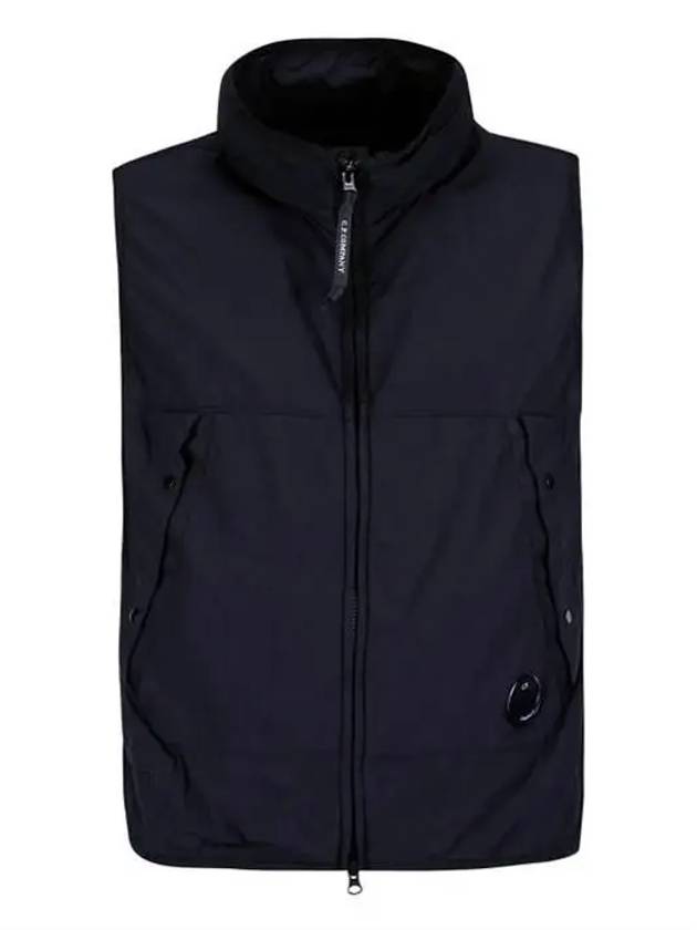 Lenswapen Logo Zip-Up Vest Navy - CP COMPANY - BALAAN.