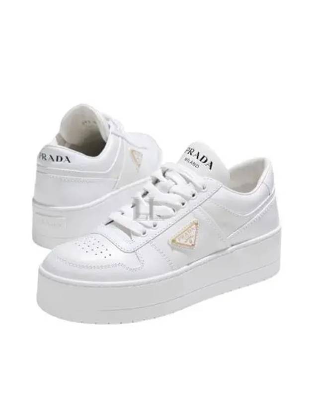 Downtown Bold Leather Low Top Sneakers White - PRADA - BALAAN 2