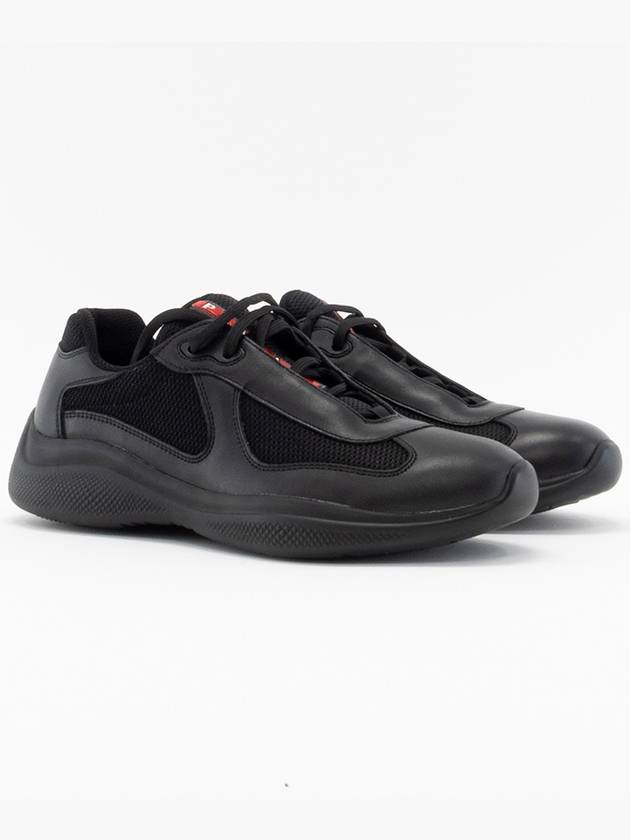 America's Cup Leather Mesh Low Top Sneakers Black - PRADA - BALAAN 2