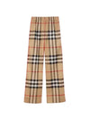 Check Cotton Straight Pants Beige - BURBERRY - BALAAN 2