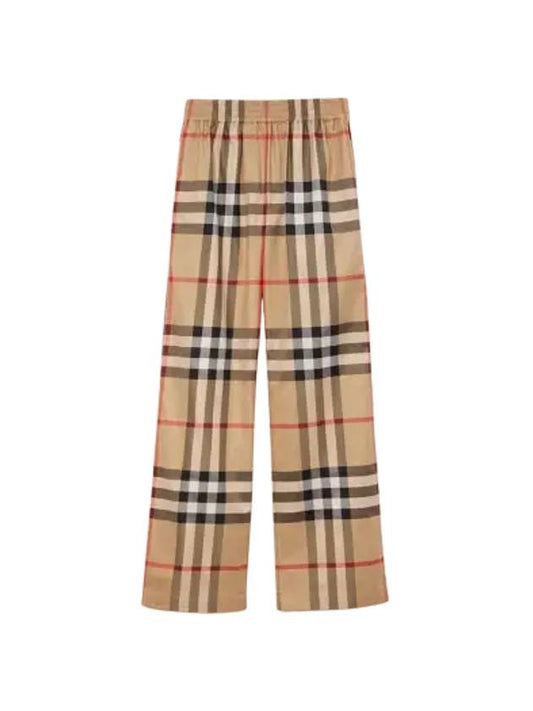 Check Cotton Straight Pants Beige - BURBERRY - BALAAN 2