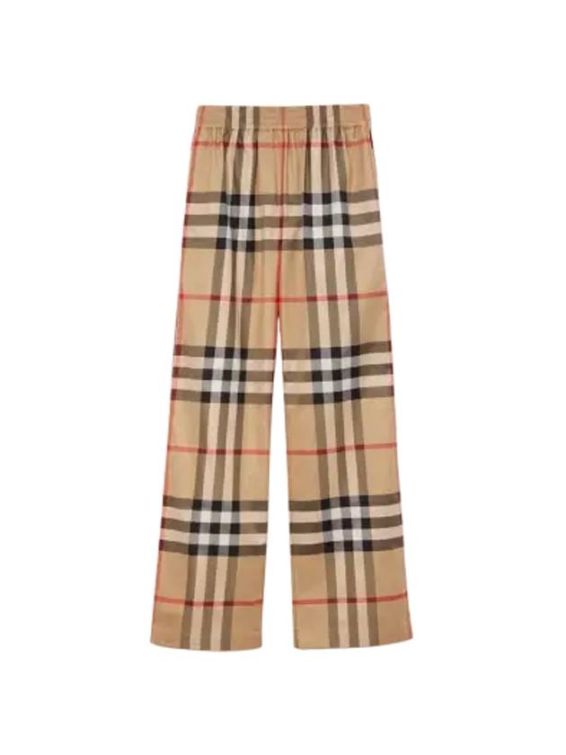 Check Cotton Straight Pants Beige - BURBERRY - BALAAN 3