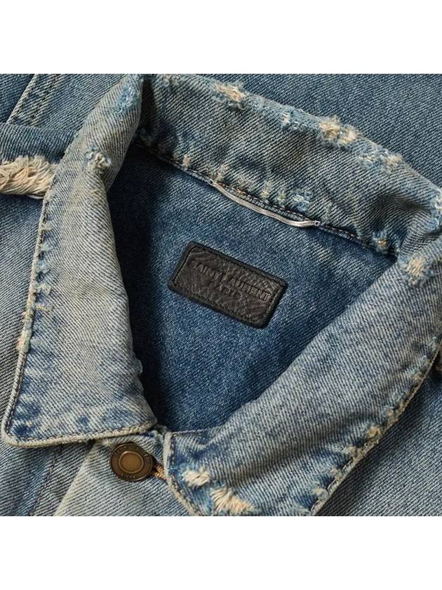 Women's Destroyed Rodeo Stonewash Cutting Short Denim Jacket - SAINT LAURENT - BALAAN 5