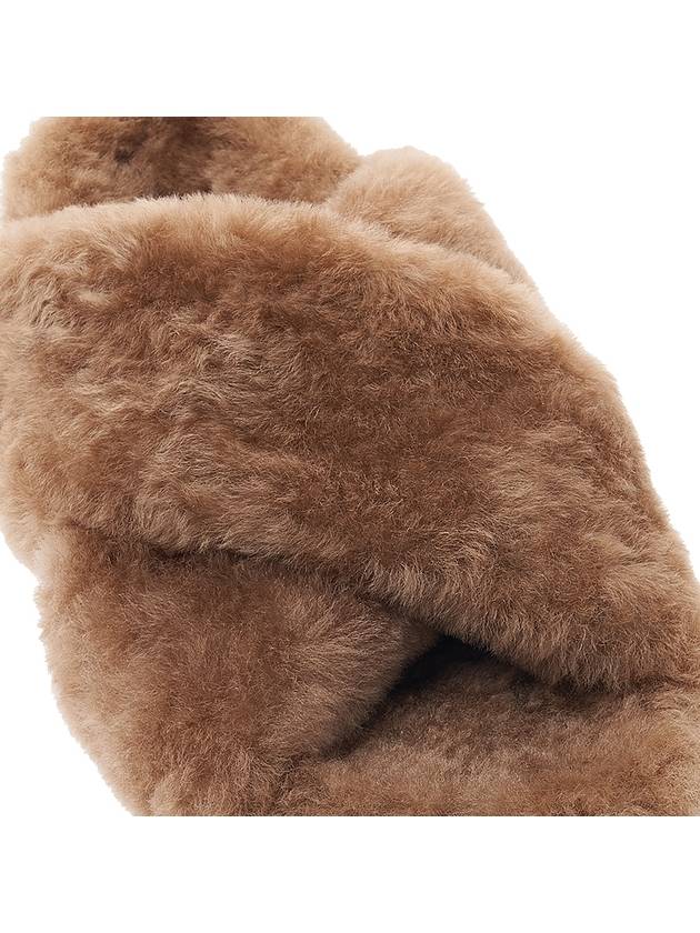 Cross Strap Shearling Slippers Brown - JIL SANDER - BALAAN.