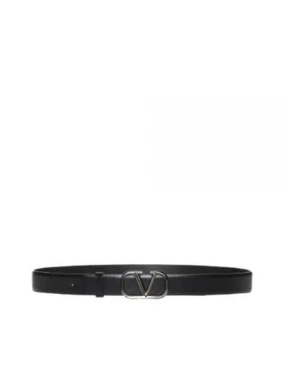 V Logo Leather Belt Black - VALENTINO - BALAAN 2