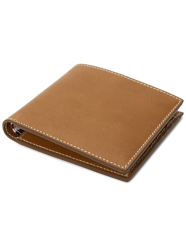 Vacchetta Leather Bill Fold Wallet Natural Brown - THOM BROWNE - BALAAN 4