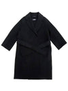 Women's Arona Belt Virgin Wool Single Coat Black - S MAX MARA - BALAAN 2