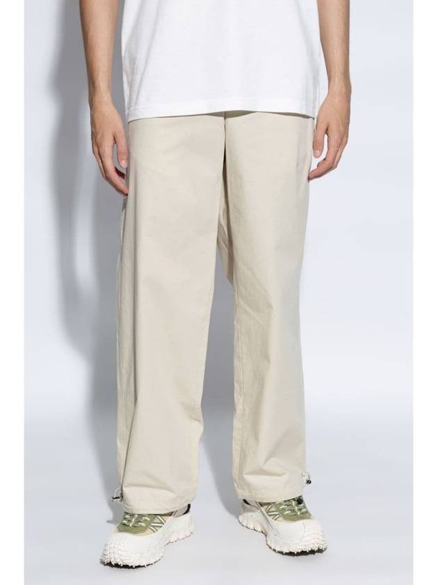 Cotton Canvas Straight Pants Beige - MONCLER - BALAAN 4