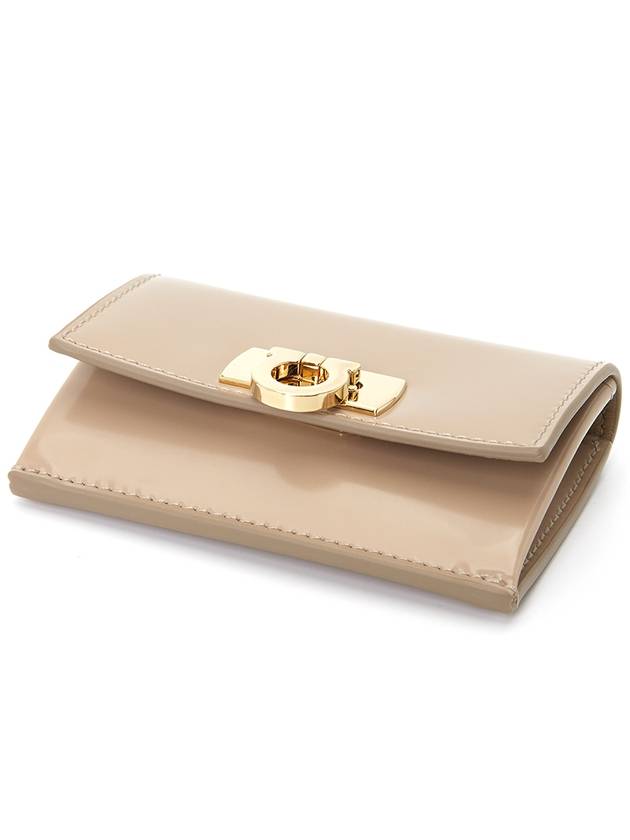 Women's Logo Closure Card Wallet Beige - SALVATORE FERRAGAMO - BALAAN 4