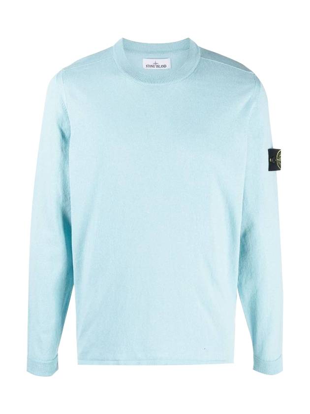 Wappen Patch Crew Neck Knit Top Sky Blue - STONE ISLAND - BALAAN 1