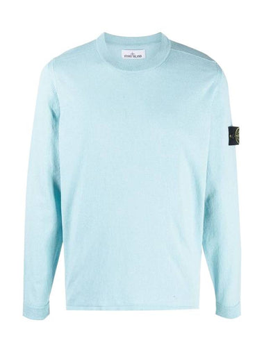 Wappen Patch Crew Neck Knit Top Sky Blue - STONE ISLAND - BALAAN 1