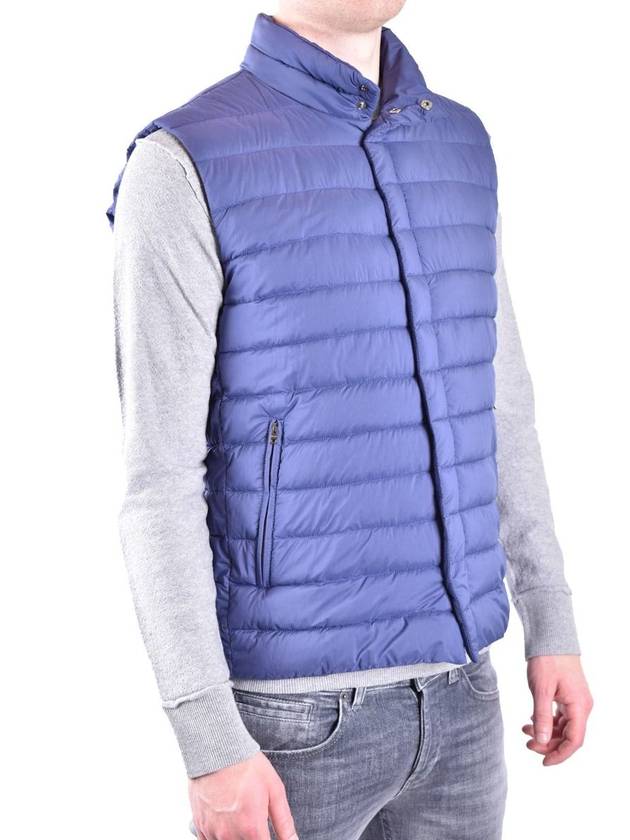 Men's Press Stud Vest Padded Blue - HERNO - BALAAN 4