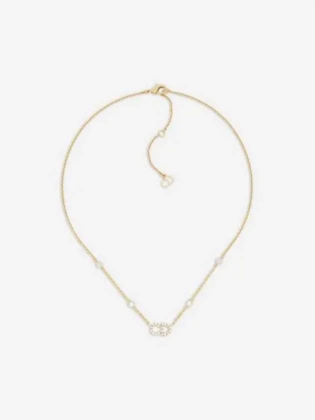 Clair D Lune Necklace Gold Finish Metal White Resin Pearls White Crystals - DIOR - BALAAN 3