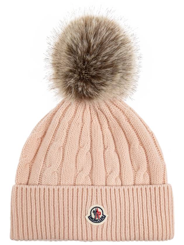 Moncler Hat With Pom-pom, Women's, Pink - MONCLER - BALAAN 1