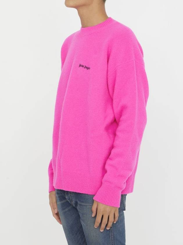 Basic Logo Crew Sweatshirt Fuschia PMHE054F23KNI0053210 - PALM ANGELS - BALAAN 3