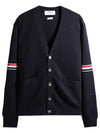 Milano Stitch Sprite Armband Cotton V-neck Cardigan Navy - THOM BROWNE - BALAAN 2