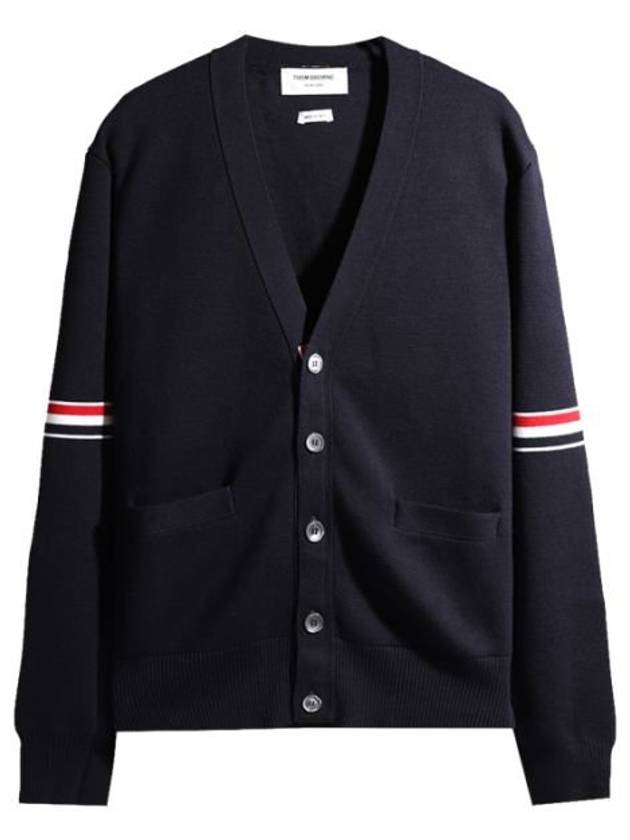 Milano Stitch Sprite Armband Cotton V-neck Cardigan Navy - THOM BROWNE - BALAAN 2