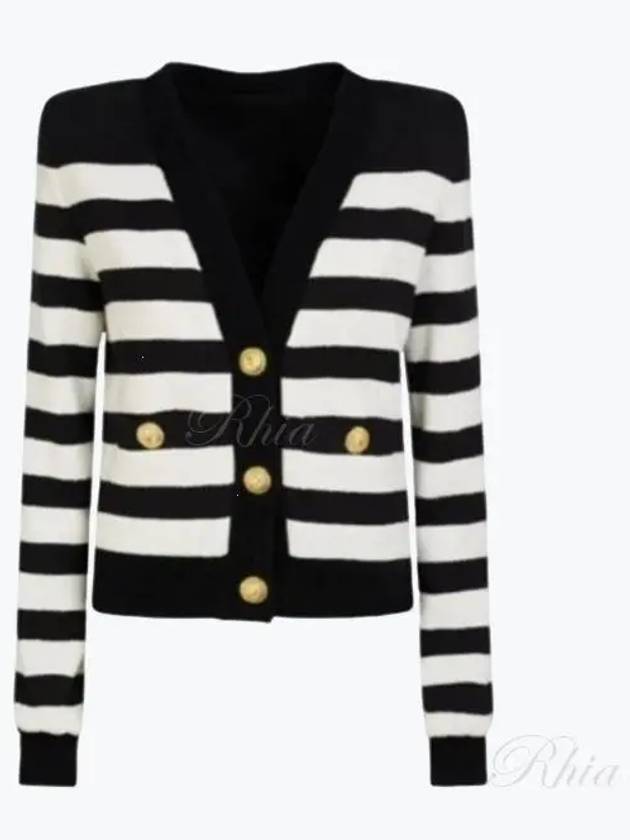 Gold Button Stripe Cardigan DF1KL170JI76 EAB - BALMAIN - BALAAN 1