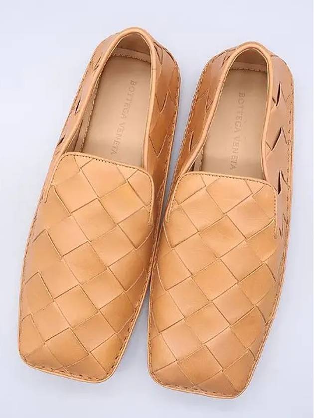 578309 Camel Intrecciato Leather Square Toe Driving Men s Loafers Size 44 - BOTTEGA VENETA - BALAAN 5