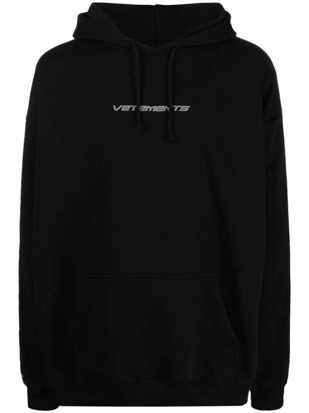 Side Logo Tape Overfit Hoodie Black - VETEMENTS - BALAAN 1