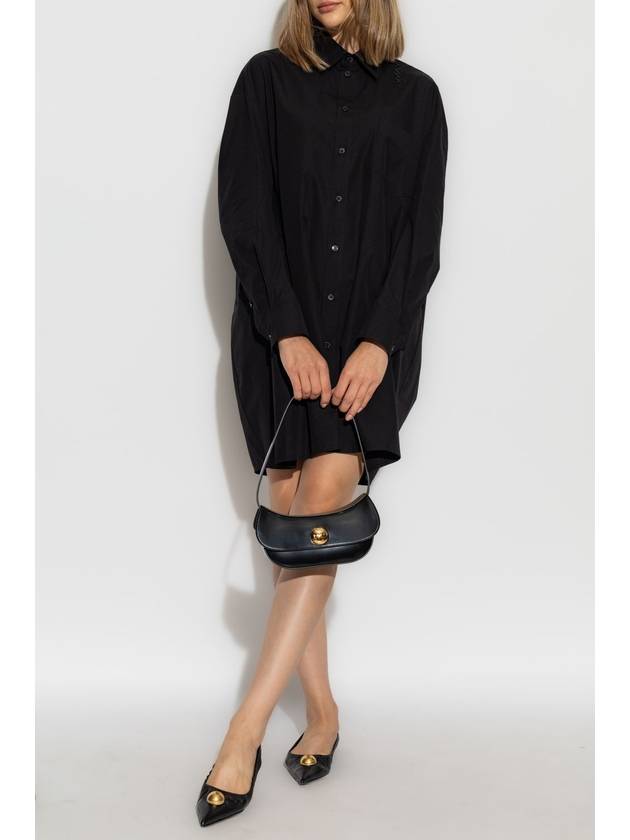 Women's Cotton Shirt Midi Dress Black - MARNI - BALAAN 3