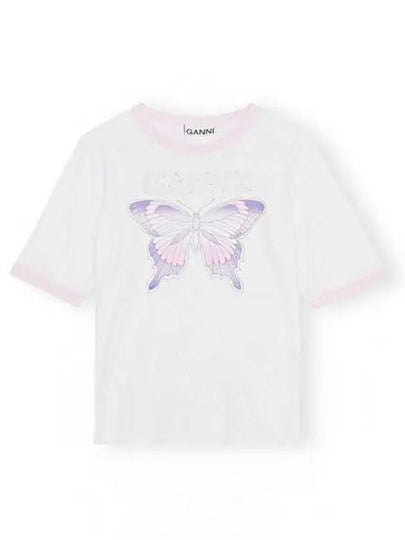 Women's Butterfly Short Sleeve T-Shirt White - GANNI - BALAAN 2