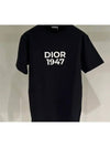 1947 Logo Print Short Sleeve T Shirt Navy - DIOR - BALAAN 2