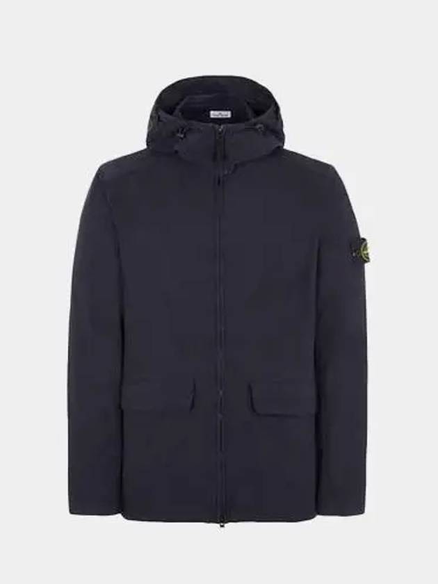 Batavia Garment Dyed Nylon Cotton Hooded Jacket Navy - STONE ISLAND - BALAAN 2