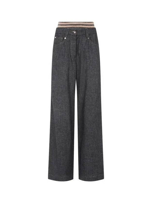 Women s mohair knit layered flare pants dark gray 270645 - BRUNELLO CUCINELLI - BALAAN 1